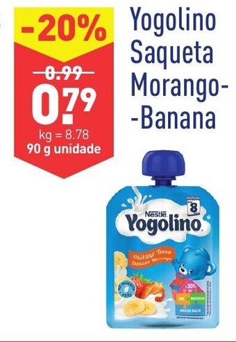 ALDI Yogolino Saqueta Morango Banana 90g promoção