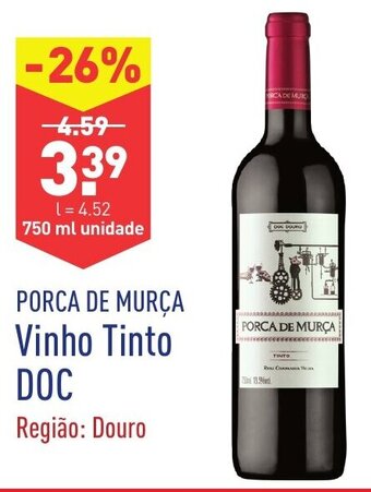 ALDI Porca de Murça Vinho TInto DOC 750ml promoção