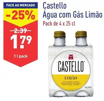 ALDI Castello Água com Gás Limão Pack de 4 x 25cl promoção