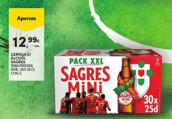 Continente Cerveja c/ Alcool Sagres 30x25cl promoção