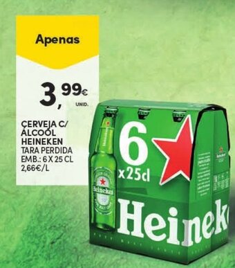 Continente Cerveja c/ alcool Heineken 6x25cl promoção