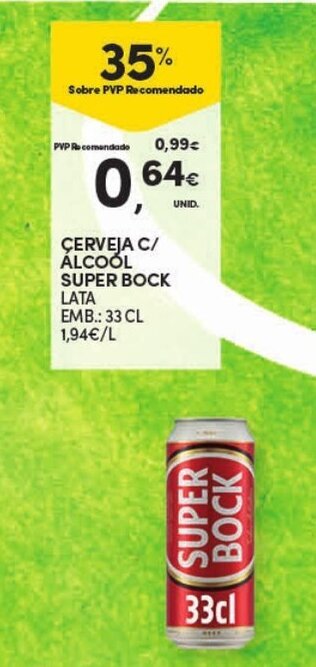 Continente Cerveja c/ Alcool Super Bock 33cl promoção