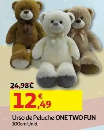 Auchan Urso de peluche one two fun 100 cm sortido promoção