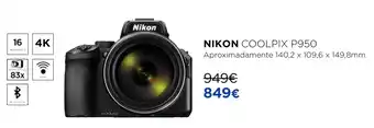 El Corte Inglés Nikon COOLPIX P950 promoção