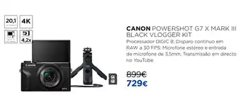 El Corte Inglés Canon Powershot G7 X Mark III Black Vlogger Kit promoção