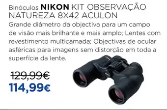 El Corte Inglés Binóculos Nikon Kit Observação Natureza 8x42 Aculon promoção