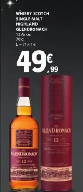 E.Leclerc Whisky Scotch Single Malt Highland Glendronach 70cl promoção
