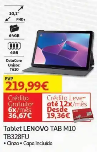 Auchan Tablet lenovo tab m10 tb328fu cinza promoção