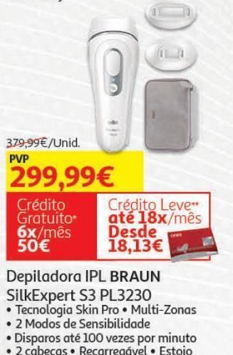 Auchan Depiladora ipl braun silk expert s3 pl3230 promoção