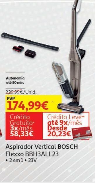 Auchan Aspirador vertical bosch flexxo bbh3all23 promoção