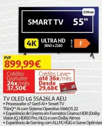 Auchan Tv oled lg 55" 4k smart oled55a26la.aeu promoção