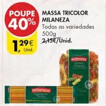 Pingo Doce Massa Tricolor Milaneza 500g promoção