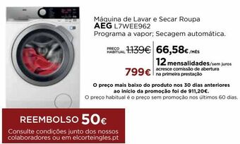 El Corte Inglés Máquina lavar roupa aeg promoção