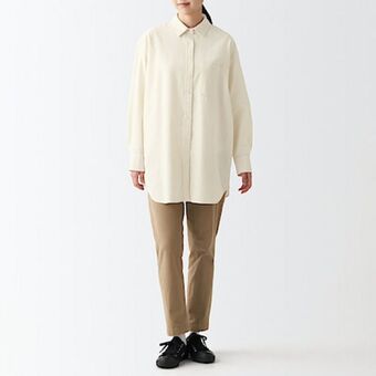Washed oxford shirt middle length shirt