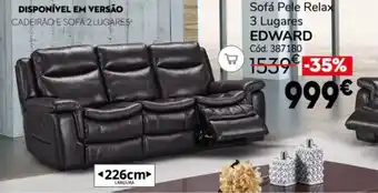 Conforama Sofa Pele Relax 3 Lugares Edward 226cm promoção