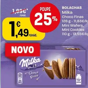 Intermarché Bolachas Milka Choco Finas 126g promoção