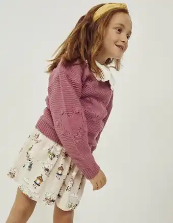 Camisola de malha ajurada para menina, rosa