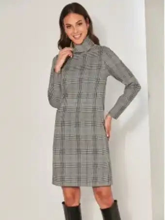 Venca Vestido gola alta e manga comprida jacquard promoção