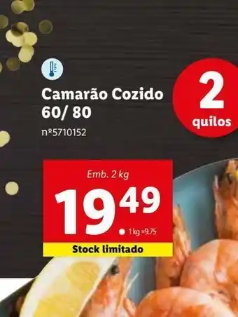 Lidl Camarão cozido 60/80 promoção