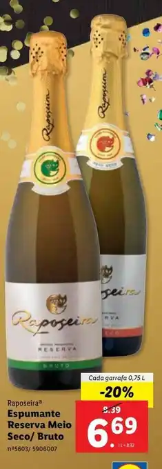 Lidl Espumante reserva/meio seco promoção