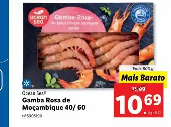 Lidl Gamba rosa de moçambique 40/60 ocean sea promoção