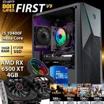 Chip7 Computador gaming - i5 10400f / amd rx 6500 xt 4gb / 16gb ram / 512gb ssd - chip7 doit first v9 promoção