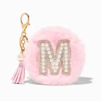 Claire's Pink furry pearl initial coin purse keyring - m promoção