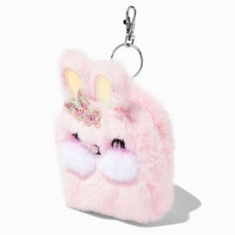 Claire's Pink bunny plush mini backpack keychain promoção