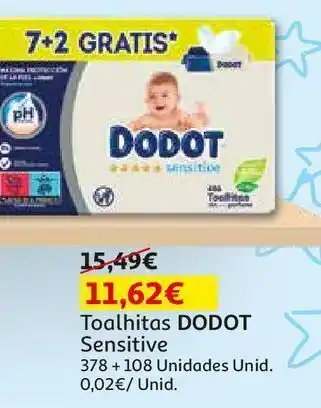 Toalhitas dodotsensitive rec. 378+108 unid.