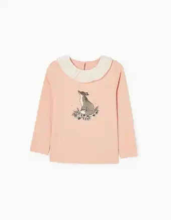 T-shirt de manga comprida em algodão para menina 'floresta', rosa