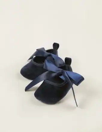 Zippy Sabrinas de veludo com fita acetinada para recém-nascida, azul promoção