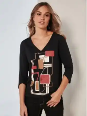 Venca Blusa manga 3/4 estampado posicional promoção