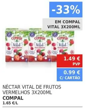 Minipreço Néctar Vital de Frutos Vermelhos 3x200ml Compal promoção