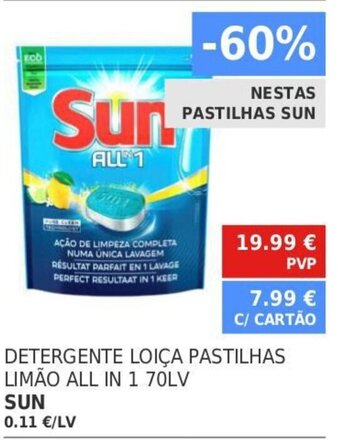 Minipreço Detergente Loiça Pastilhas Limão All in 1 70LV Sun promoção