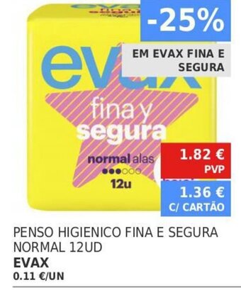 Minipreço Penso Higiénico Fina e Segura Normal 12UD Evax promoção