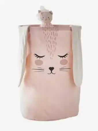 Cesto de arrumação coelho xl - rosa medio liso com motivo