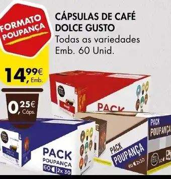Pingo Doce Cápsulas de Café Dolce Gusto 60 Unid promoção