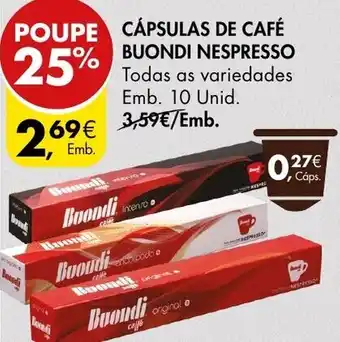 Pingo Doce Cápsulas de Café Buondi Nespresso 10 Unid promoção