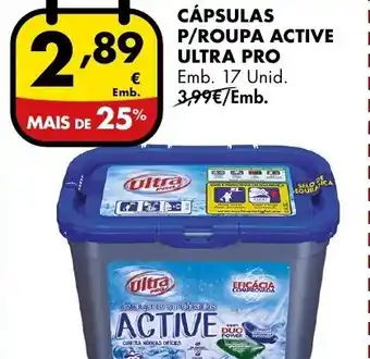Pingo Doce Cápsulas P/Roupa Active Ultra Pro 17 Unid promoção