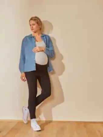 Leggings em malha canelada, especial gravidez e...