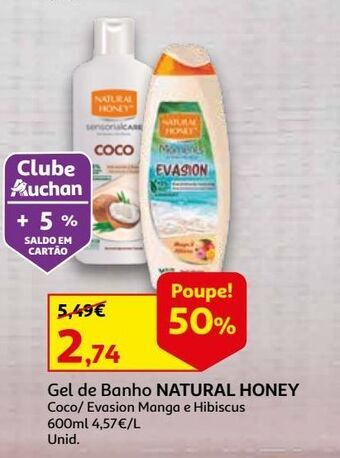 Auchan Gel banho natural honey promoção