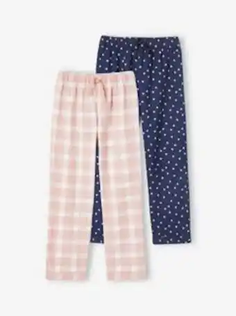 Vertbaudet Lote de 2 calças de pijama, em flanela, para menino - rosa... promoção