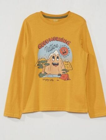 Kiabi T-shirt de manga comprida estampada promoção