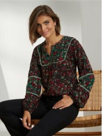 Blusa manga comprida com gola mao