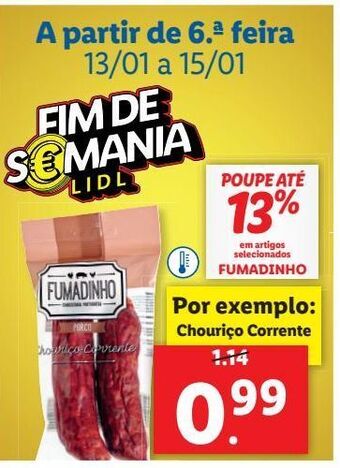 Lidl Chouriço fumadinho promoção