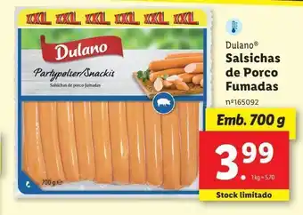 Lidl Salsicha de carne de porco dulano promoção