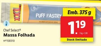 Lidl Massa folhada chef select promoção