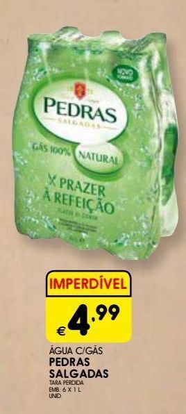 Água com gás pedras salgadas