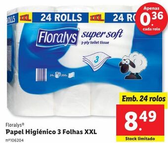 Lidl Papel higiênico floralys promoção