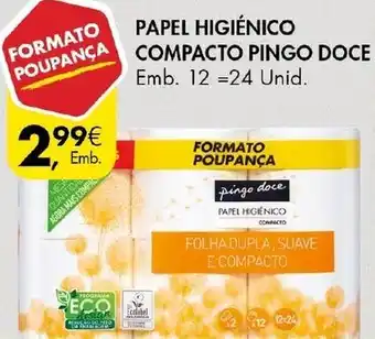 Pingo Doce Papel Higiénico Compacto Pingo Doce 12=24 Unid promoção